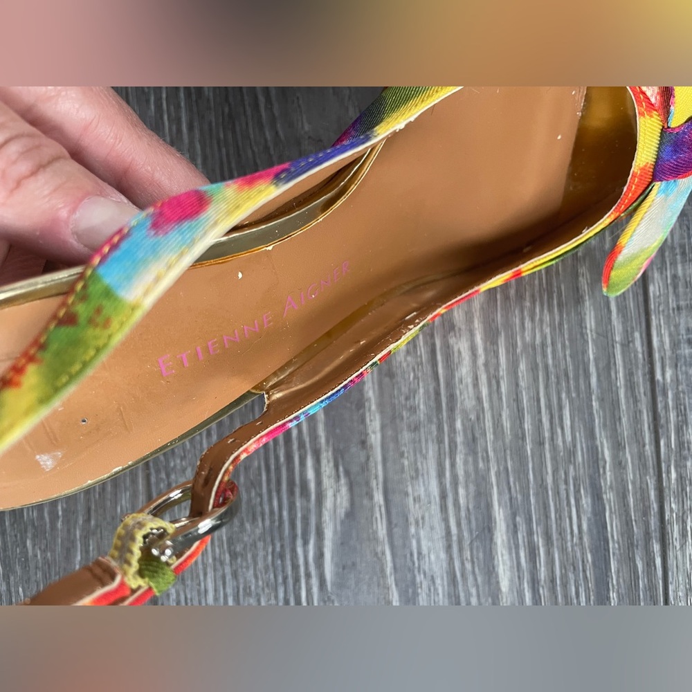 BOGO SALE Etienne Aigner Hadley Slingback Floral Peep Toe Pumps Heel Shoes - Picture 8 of 9